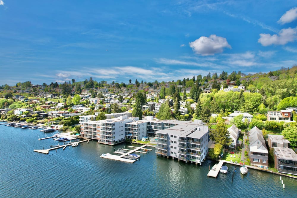 Lake Washington Waterfront Aerial View at Lakefront on Washington in Seattle, Washington