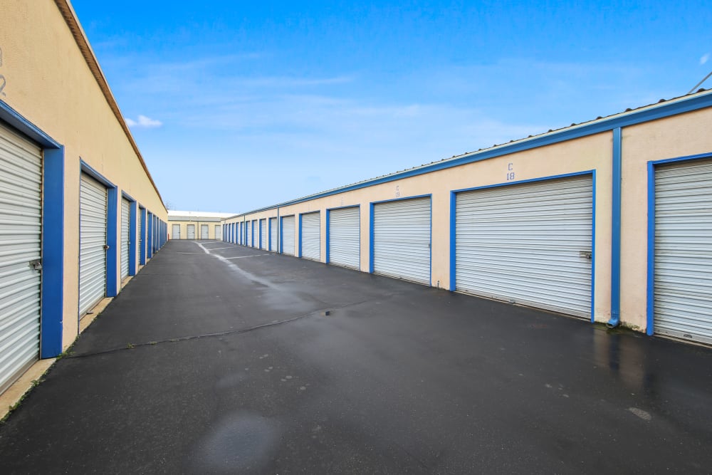 Wide driveway between units at Storage Star - Downtown Modesto in Modesto, California