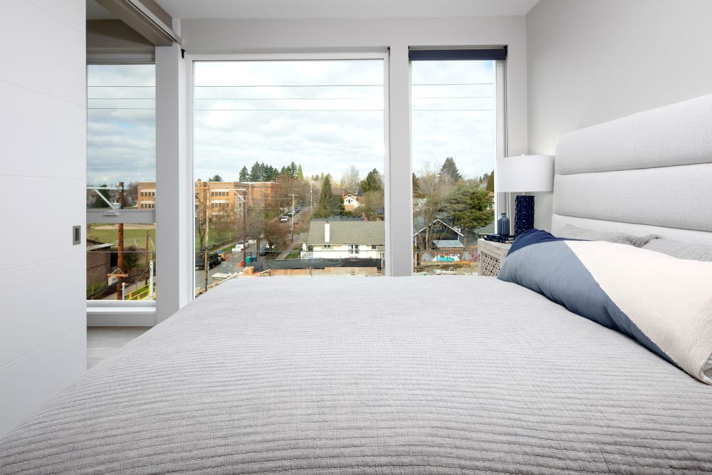 Cozy bedroom at Division 30 in Portland, Oregon