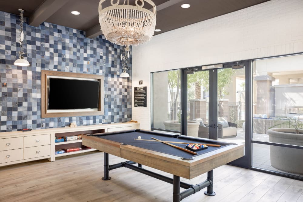 Billiards table and more in the clubhouse at Cadia Crossing in Gilbert, Arizona