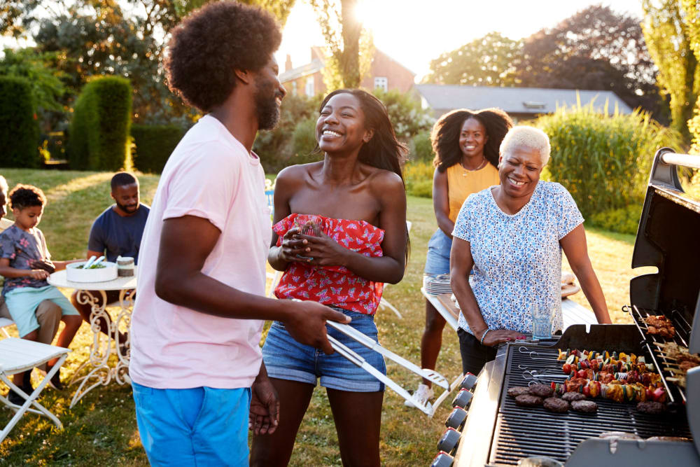 Group of friends having a bbq at Mayfair Reserve in Wauwatosa, Wisconsin