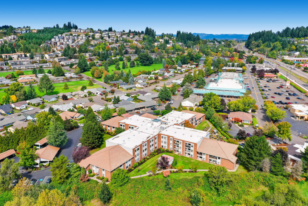 Aerial view of King City Senior Village in King City, Oregon