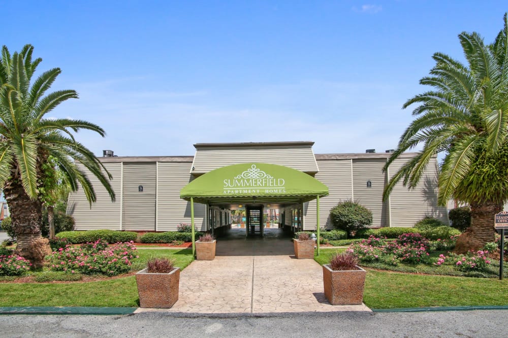 Entrance to the location at Summerfield Apartment Homes in Harvey, Louisiana