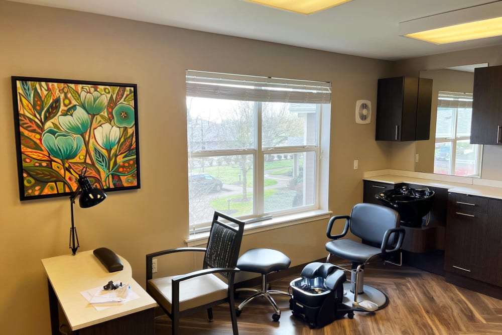Cozy office spaces at Heron Pointe Senior Living in Monmouth, Oregon