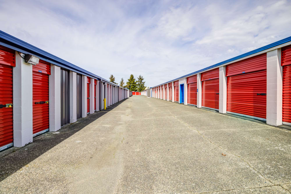 Drive-up access storage units at Trojan Storage of Marysville in Marysville, Washington