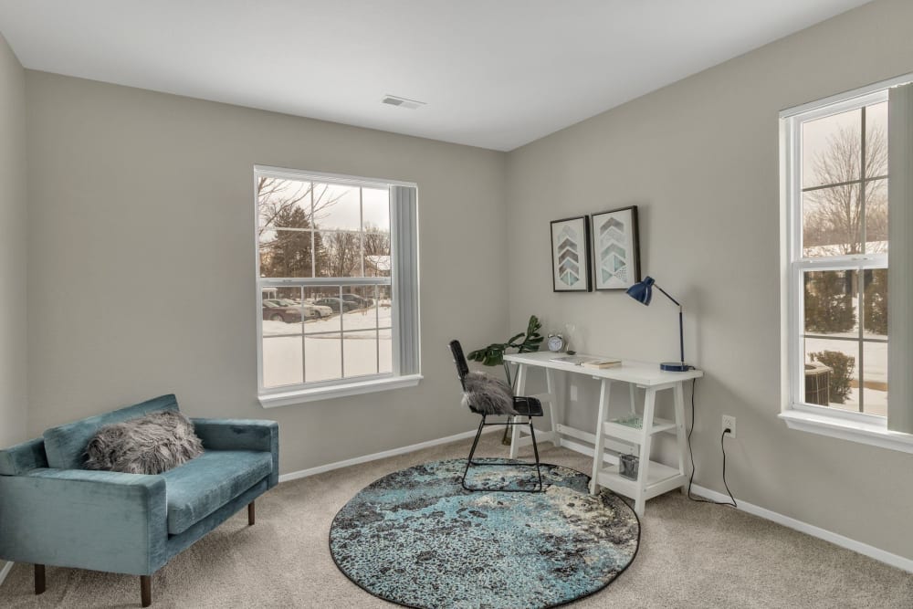 Office space in a model home at BLVD West in Lansing, Michigan.