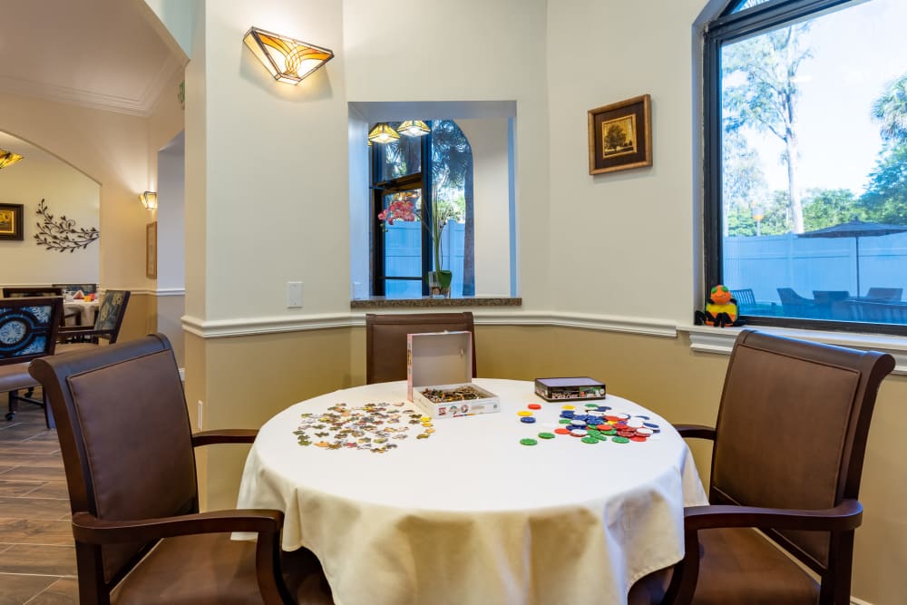Dining table at Pacifica Senior Living Forest Trace in Lauderhill, Florida