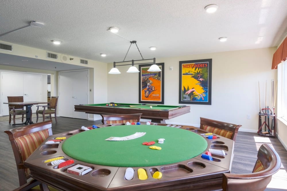 Community recreation room at Grand Villa of Sarasota in Sarasota, Florida