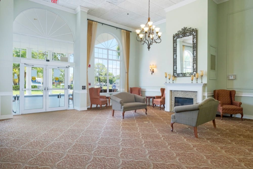 Clubhouse lounge at Grand Villa of Delray West in Delray Beach, Florida