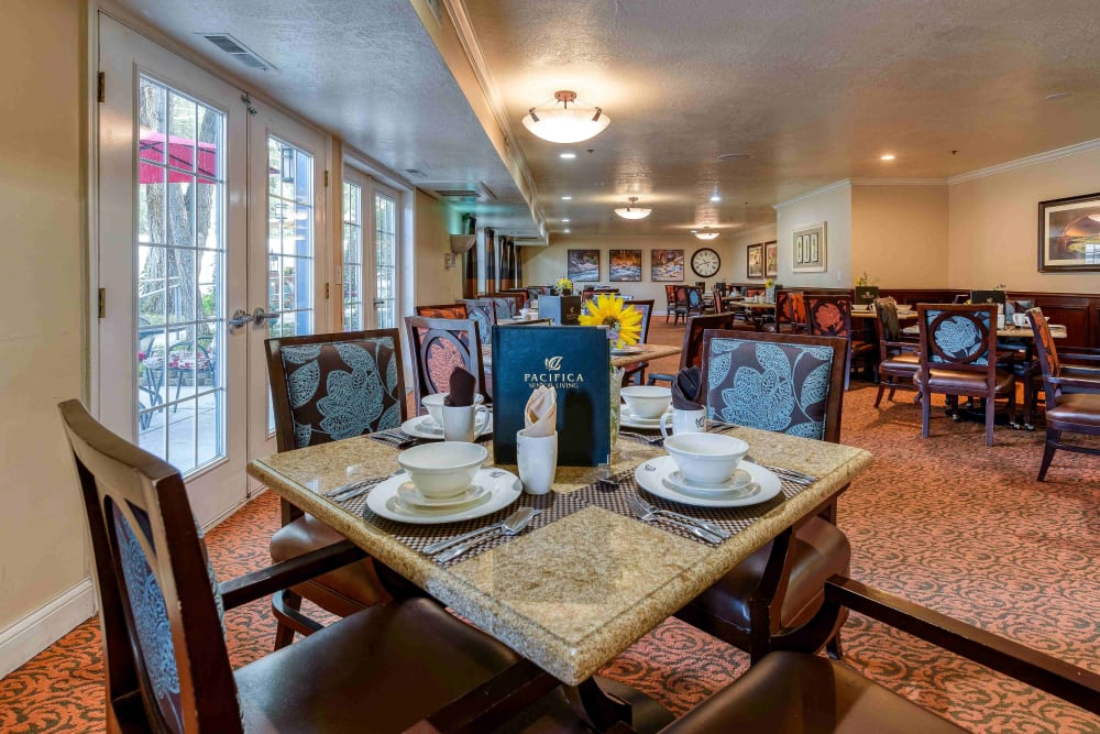 Dining table at Pacifica Senior Living Millcreek in Salt Lake City, Utah