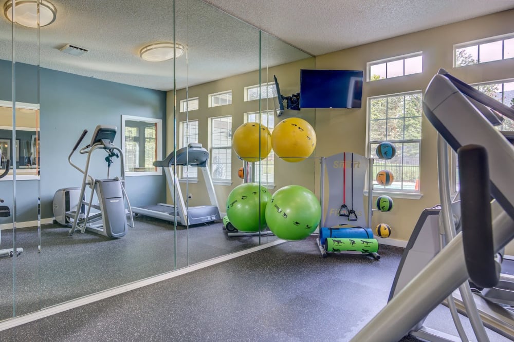 Gym area at Align Apartment Homes in Federal Way, Washington.