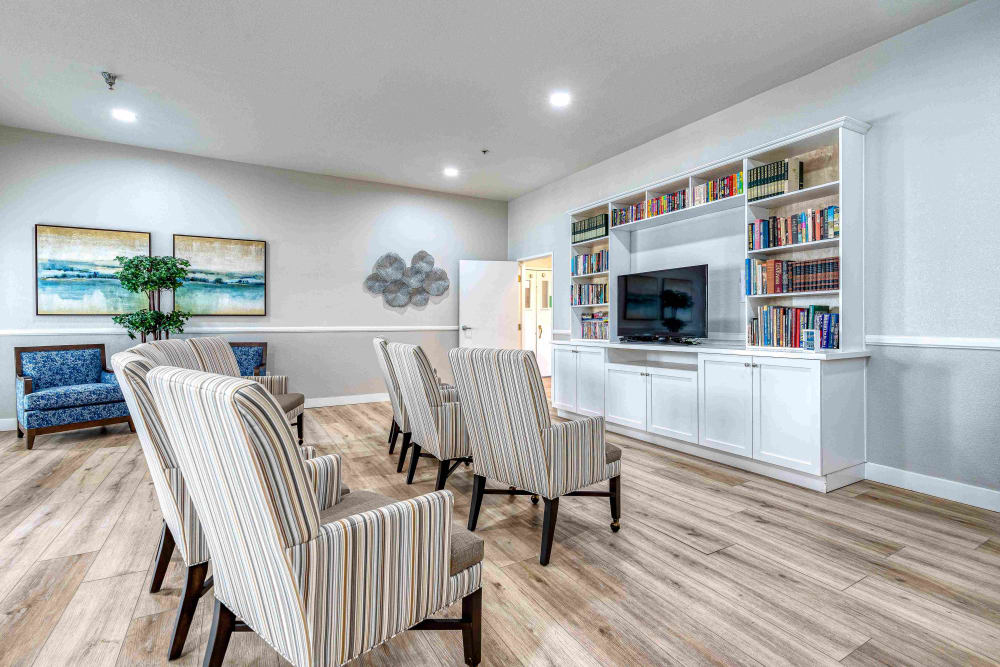 Common area with a TV at Pacifica Senior Living Northridge in Northridge, California