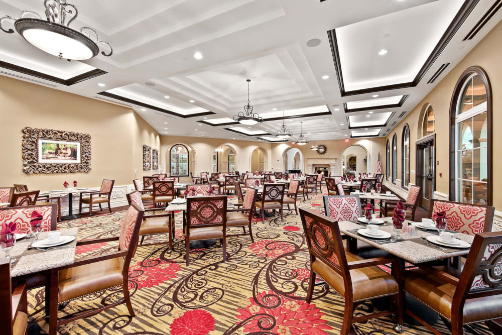 Spacious dining room at Pacifica Senior Living Oceanside in Oceanside, California