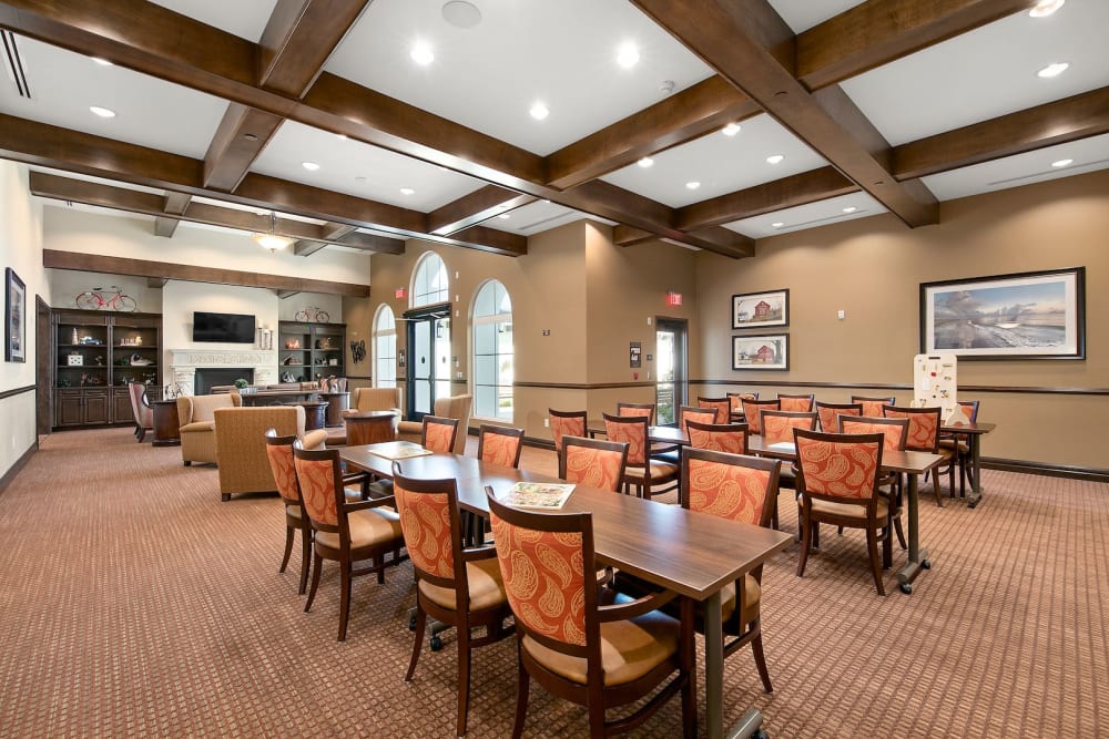 Spacious dining room at Pacifica Senior Living Oceanside in Oceanside, California