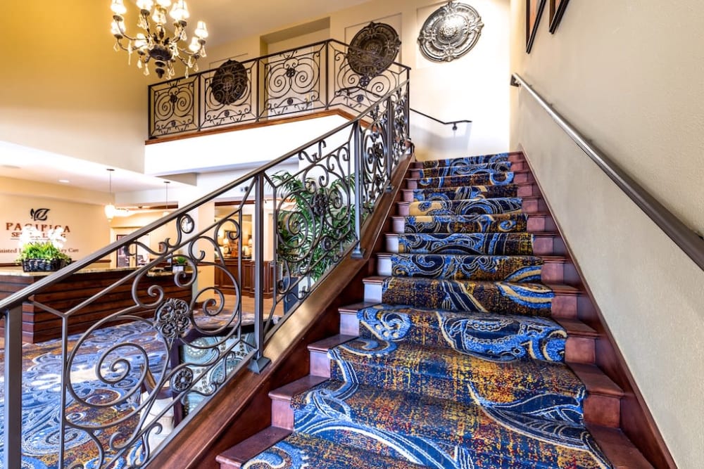 Staircase at Pacifica Senior Living Oxnard in Oxnard, California