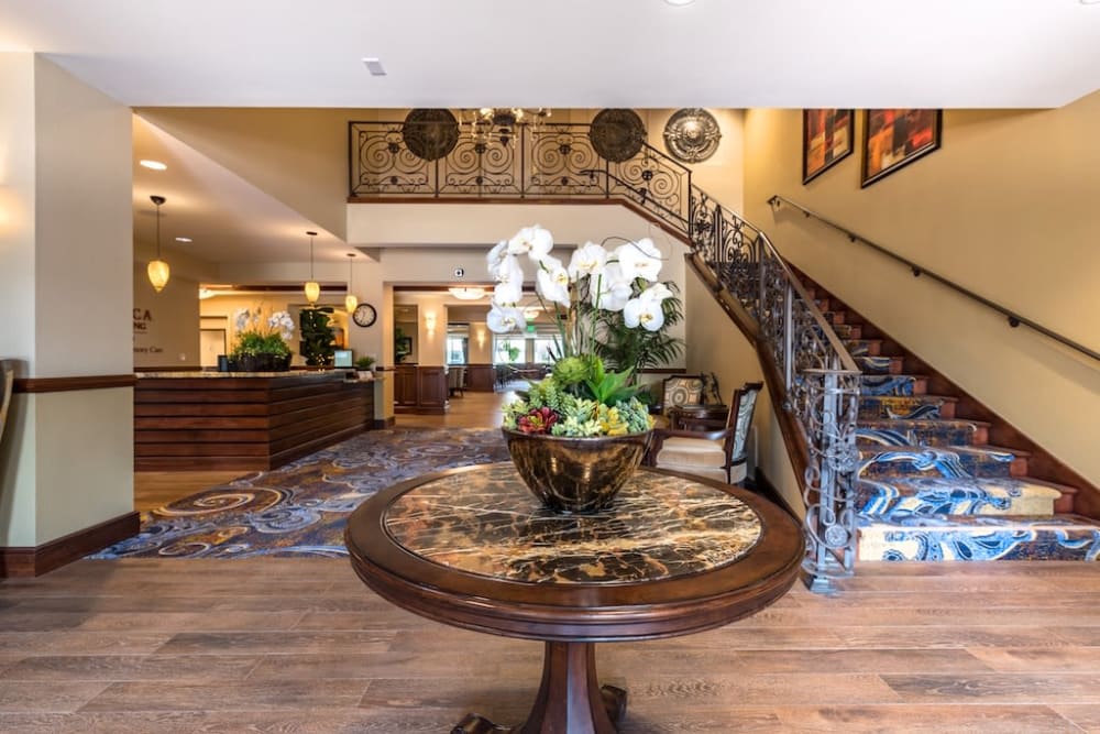 Lobby area at Pacifica Senior Living Oxnard in Oxnard, California