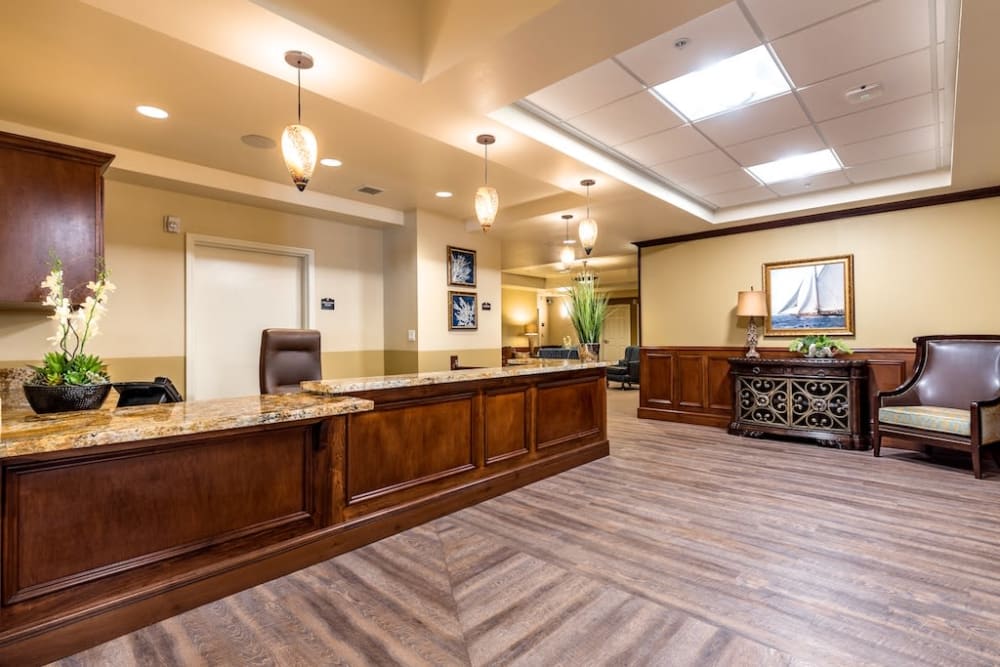 Front desk area at Pacifica Senior Living Oxnard in Oxnard, California