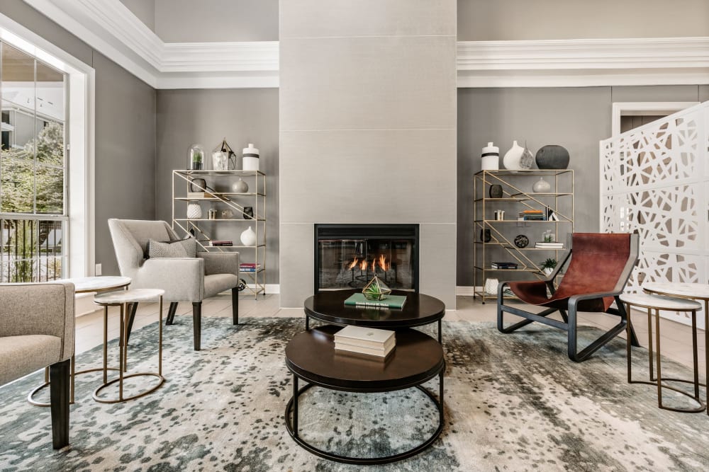 Clubhouse with fireplace at Greenwood Plaza in Centennial, Colorado