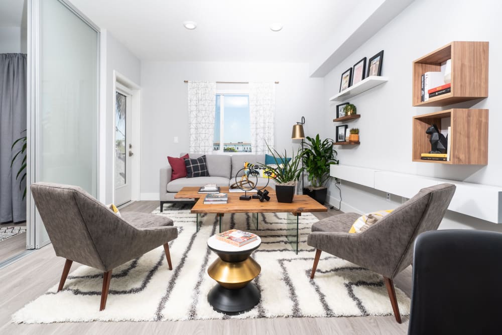 Living room at The Alamitos in Long Beach, California