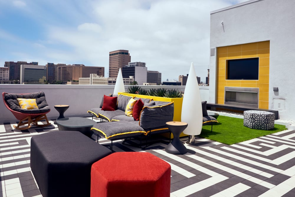 Rooftop patio at The Linden in Long Beach, California