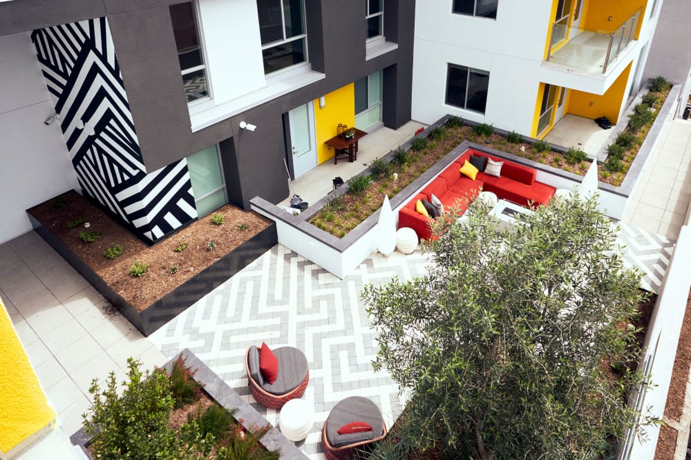 Aerial view of the lounge at The Linden in Long Beach, California