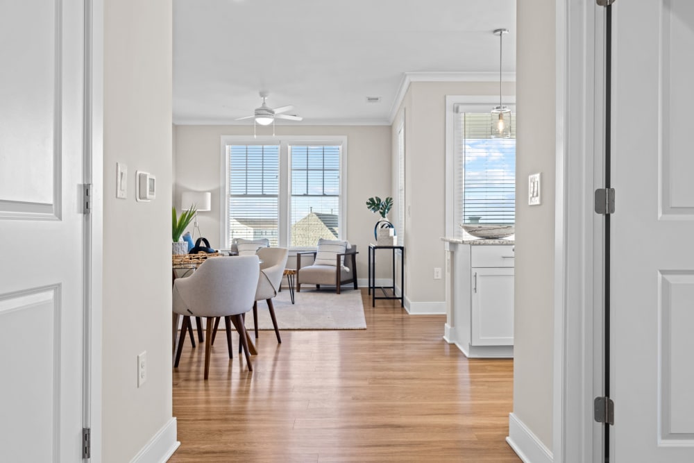 Beautiful apartment with wood flooring at Village Square Apartments in Norfolk, Virginia