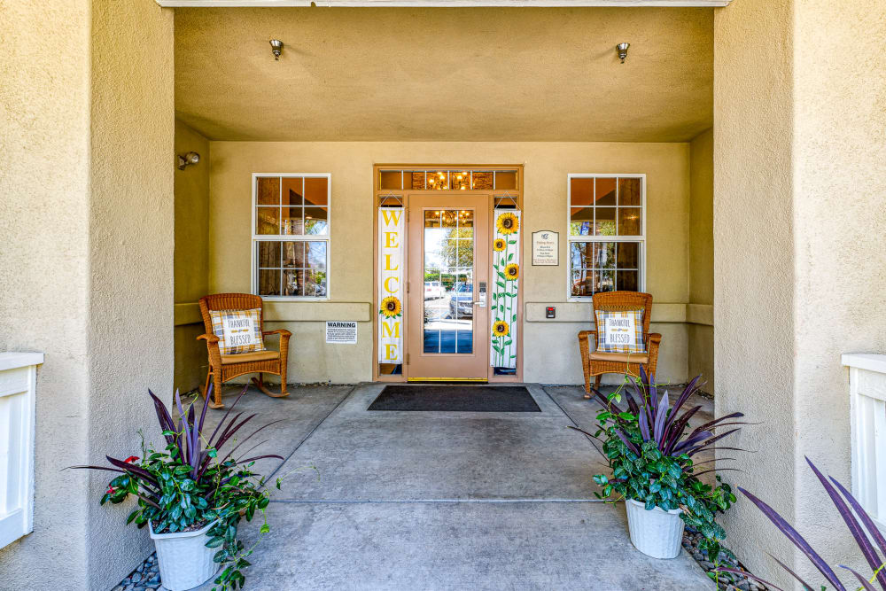 Entrance to Pacifica Senior Living Hemet in Hemet, California