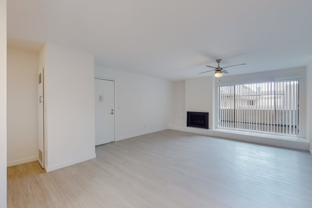 Fireplace in a living room at Club Marina Apartments in Los Angeles, California
