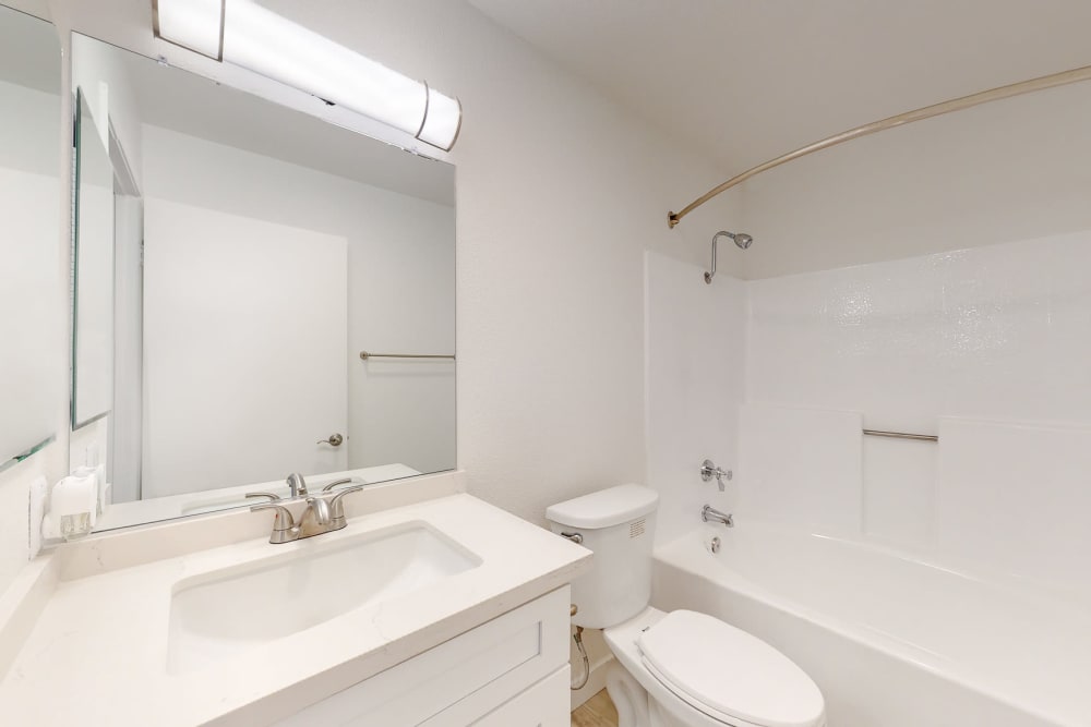 White bathroom at Club Marina Apartments in Los Angeles, California