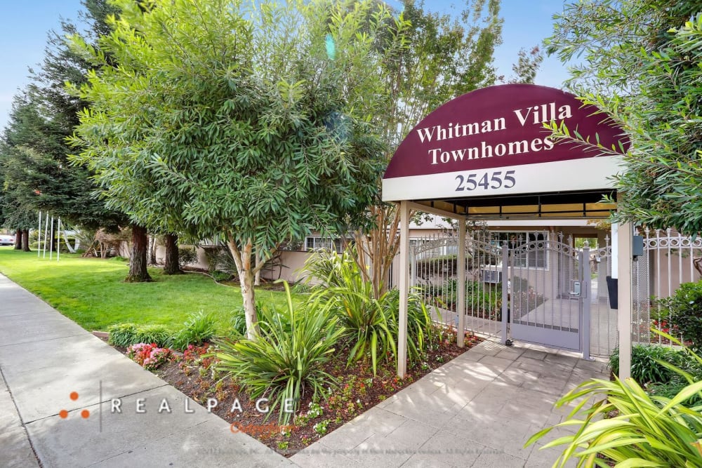Entrance to the building at Whitman Villa Townhomes and Apartments in Hayward, California