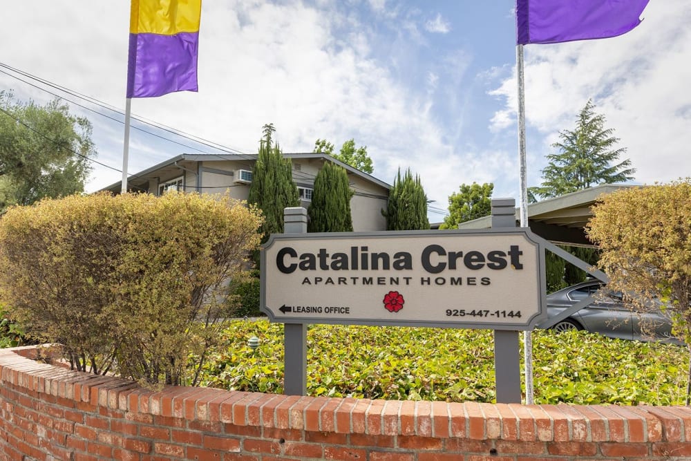 Sign outside of Catalina Crest Apartment Homes in Livermore, California