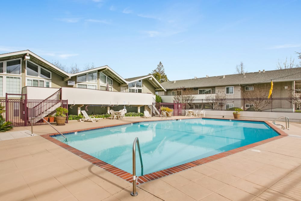 Sparkling swimming pool at Catalina Crest Apartment Homes in Livermore, California