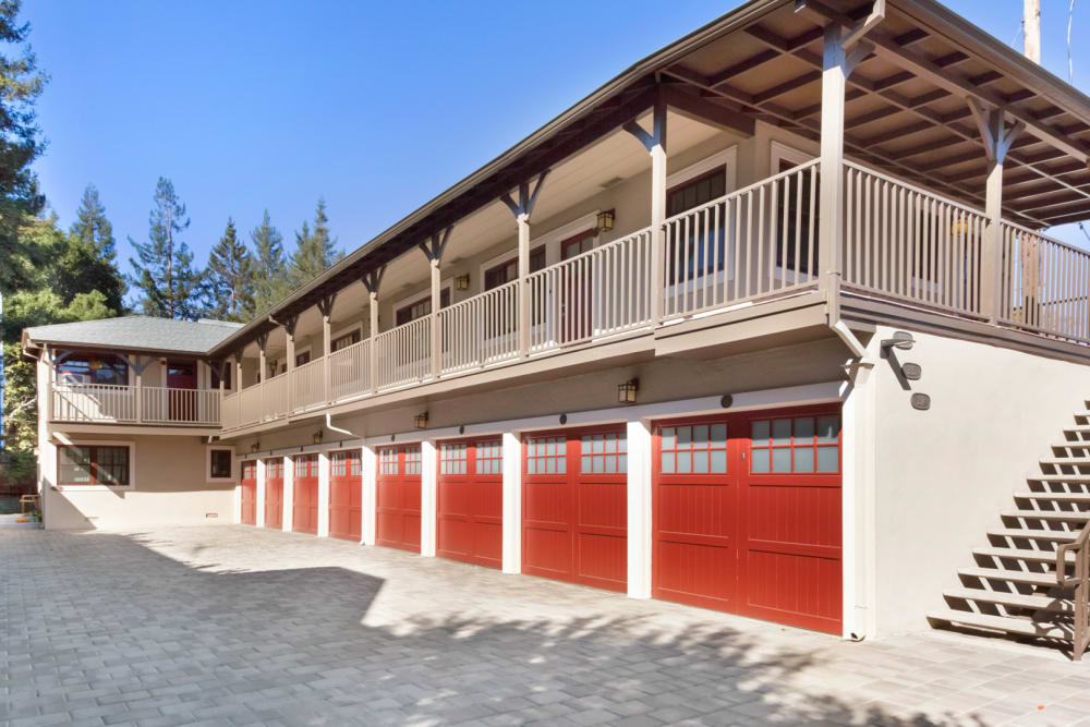 Apartments with garages at Hawthorne Apartments in Palo Alto, California