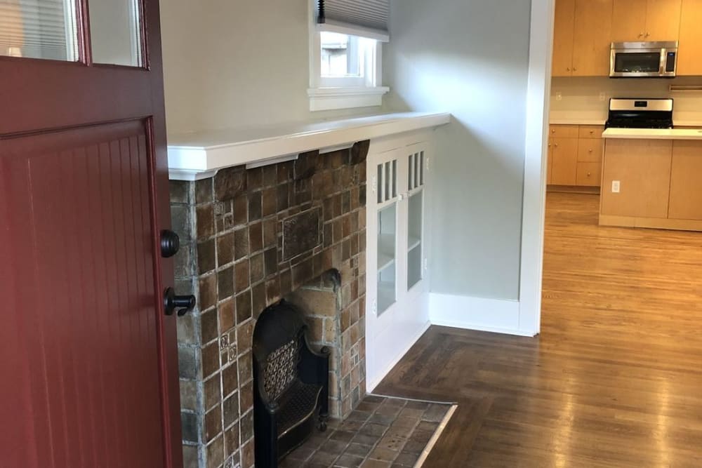 Fireplace in a home at Hawthorne Apartments in Palo Alto, California