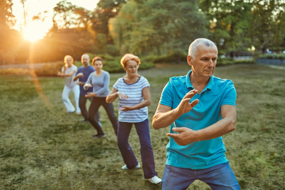 Residents exercising at The Vistas Assisted Living and Memory Care in Redding, California