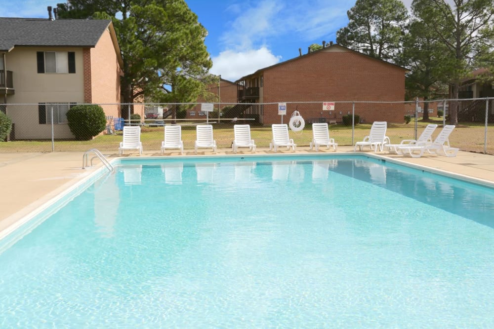 Blue swimming pool at Eastdale Apartments in Montgomery, Alabama