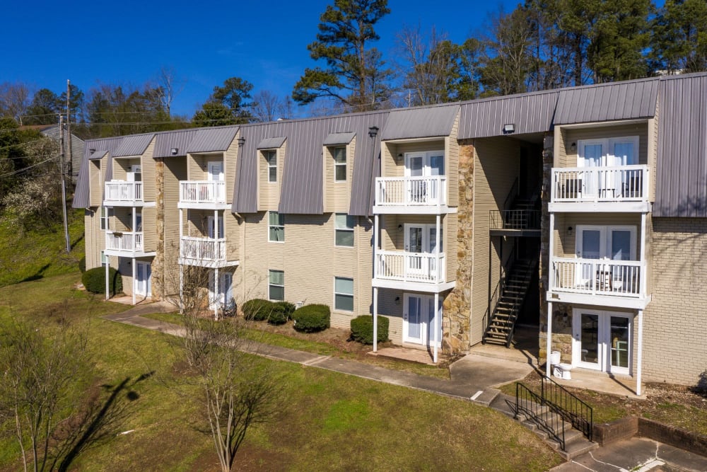 Exterior view of the buildings at Valley Station Apartment Homes in Birmingham, Alabama