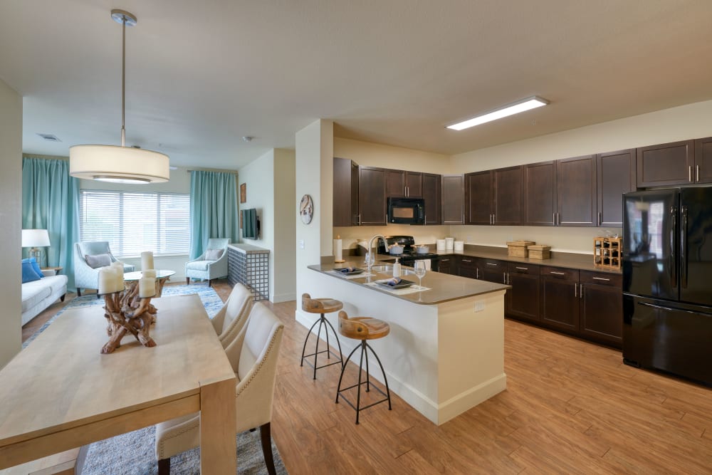 A beautiful kitchen at M2 Apartments in Denver, Colorado