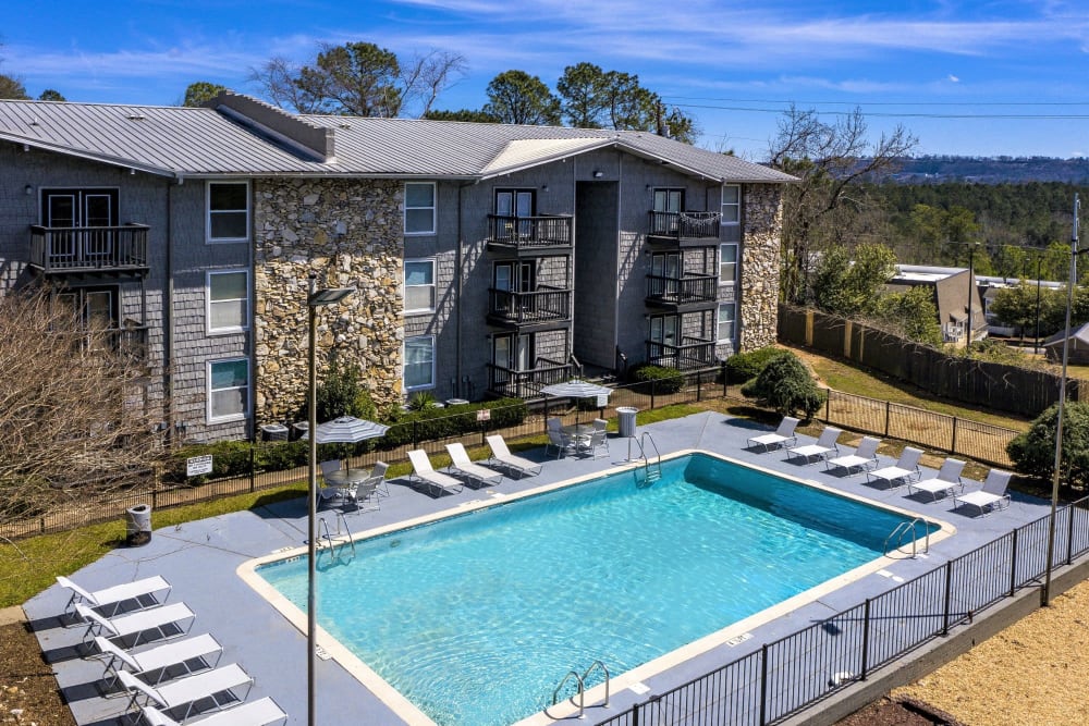 View of of community pool at HighPointe Apartments in Birmingham, Alabama