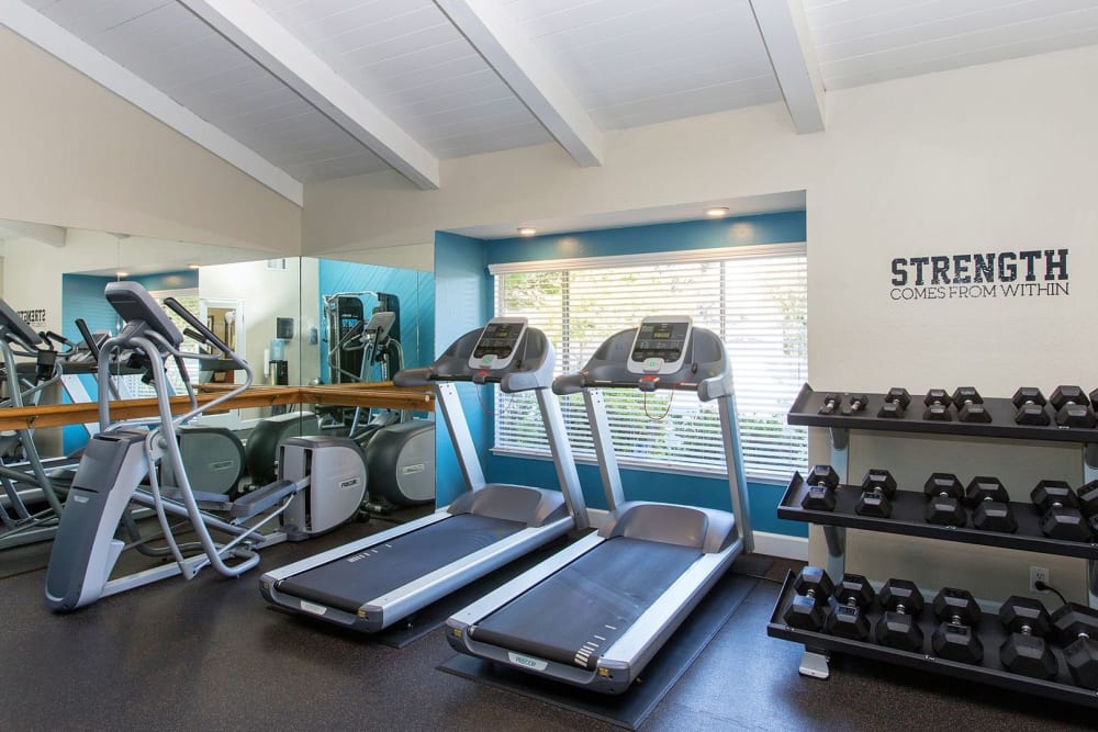 fitness center at Evelyn Gardens in Sunnyvale, California