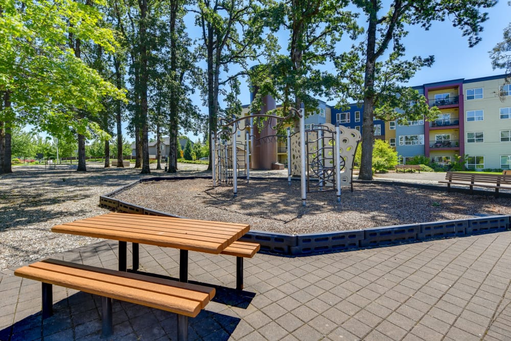Children's playground in the park-like setting of Terrene at the Grove in Wilsonville, Oregon