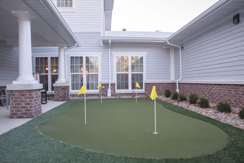 A mini golf area at Liberty Station Health Campus in Liberty Township, Ohio