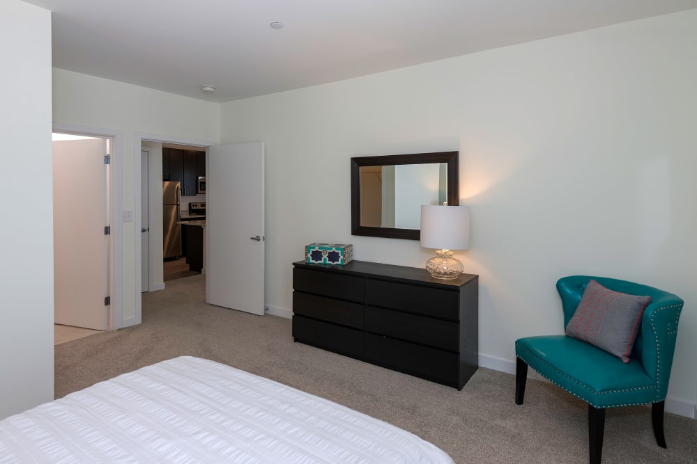 Bedroom with sitting corner at Element at Ghent in Norfolk, Virginia