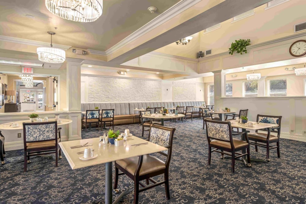 Spacious dining room at Pacifica Senior Living Merced in Merced, California