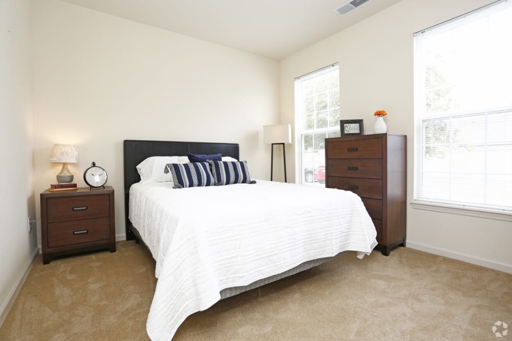 Bedroom with abundant natural light at Watersedge in Champaign, Illinois