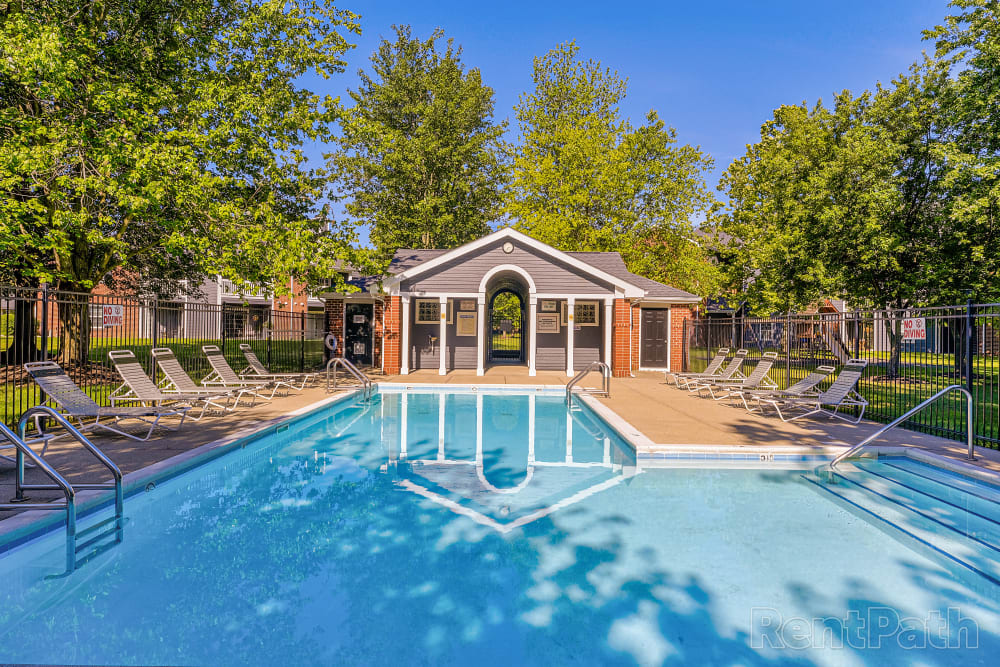 Beautiful resident swimming pool at Hunters Point in Zionsville, Indiana