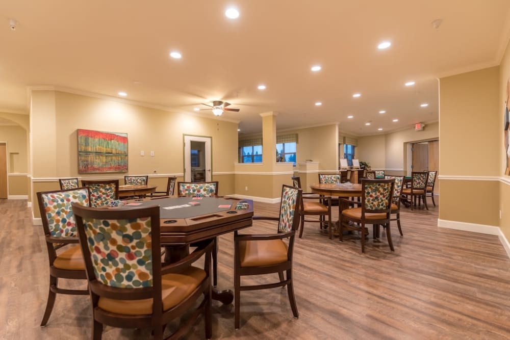 Spacious dining room at Pacifica Senior Living Vancouver in Vancouver, Washington