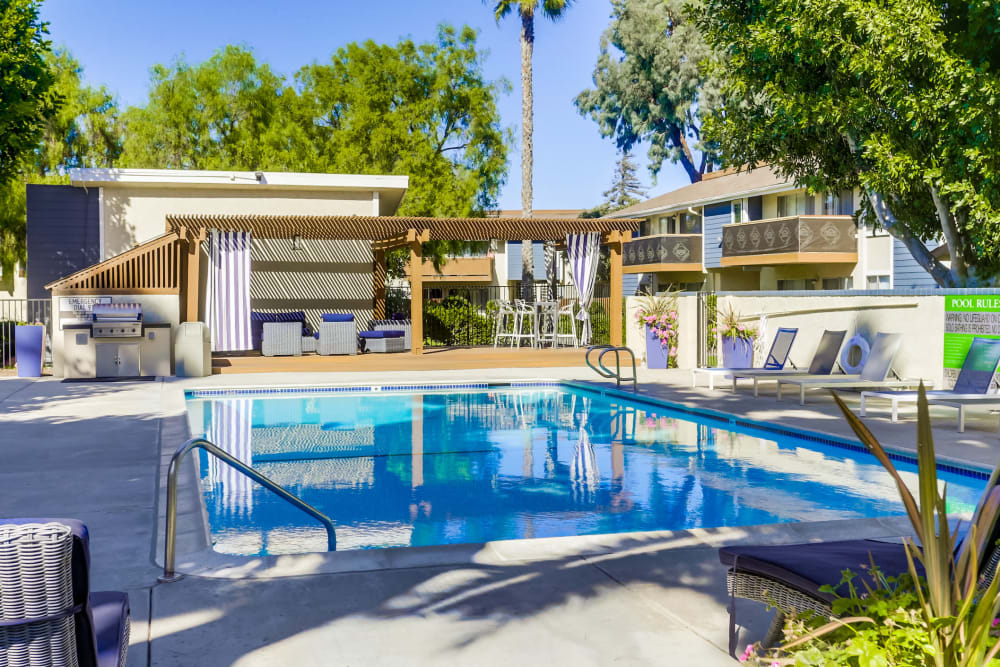 Pool and Patio at The Dylan Apartments in Oceanside, California