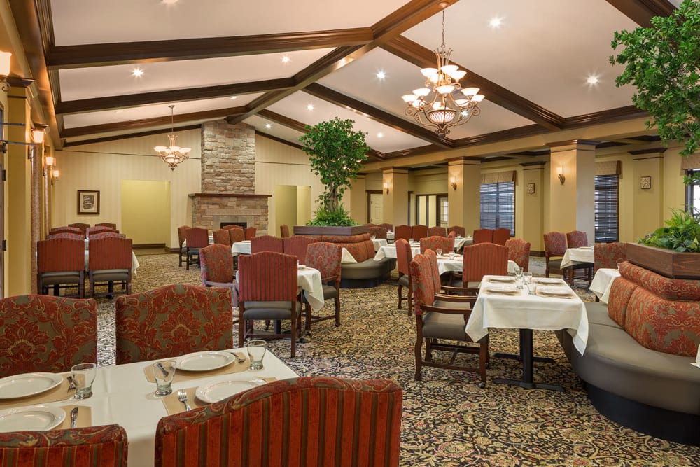 The large dining hall at Spring Creek Village in Spring, Texas