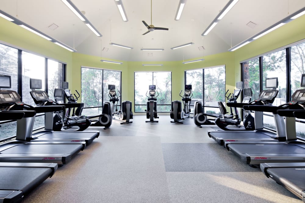 Fitness center at Vista at Town Green's clubhouse in Elmsford, New York
